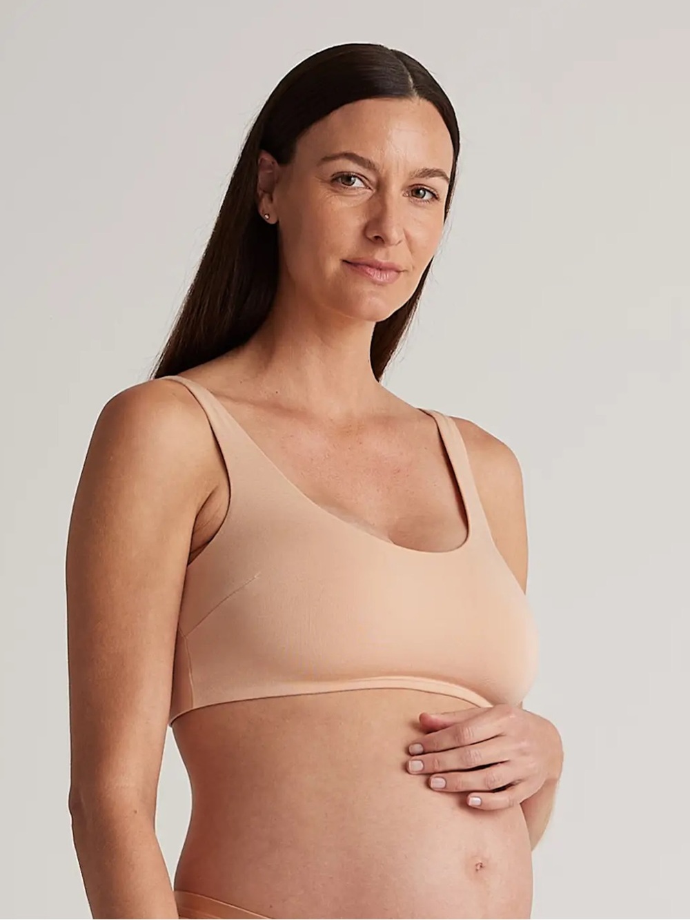 NWT QUINCE 2 Pack Micromodal Maternity & Postpartum Bras Warm Sand 0932